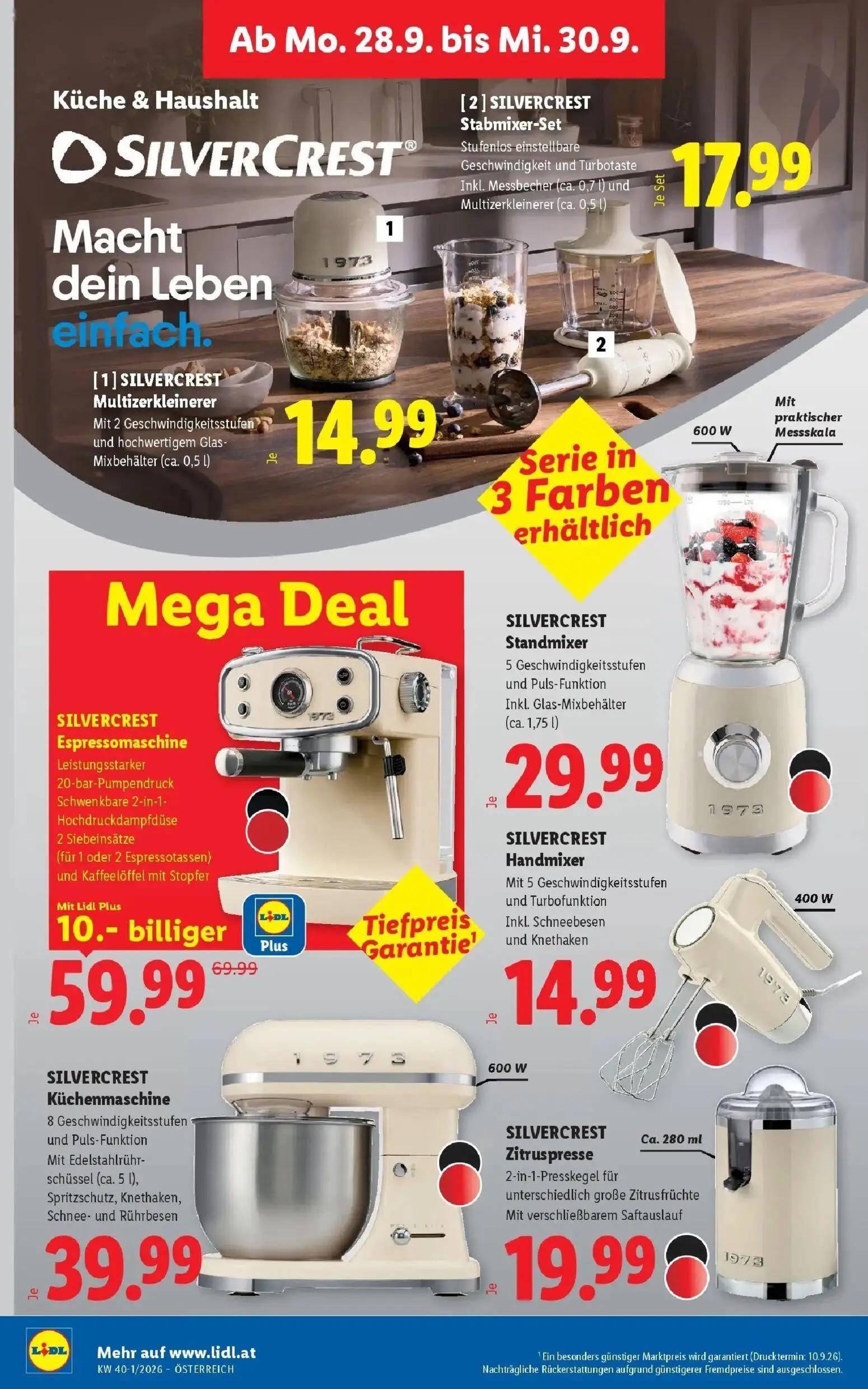 Lidl Prospekt, Seite 37 von 55 — SILVERCREST Espressomaschine, SILVERCREST Multizerkleinerer, SILVERCREST Stabmixer-Set