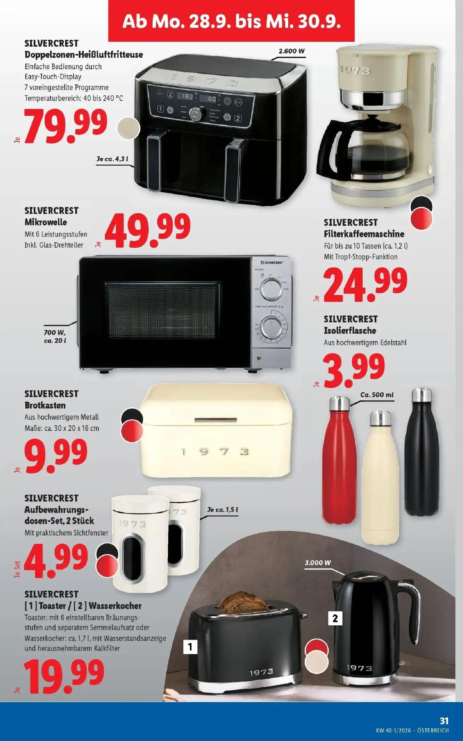 Lidl Prospekt, Seite 38 von 55 — SILVERCREST Doppelzonen-Heißluftfritteuse, SILVERCREST Filterkaffeemaschine, SILVERCREST Mi…