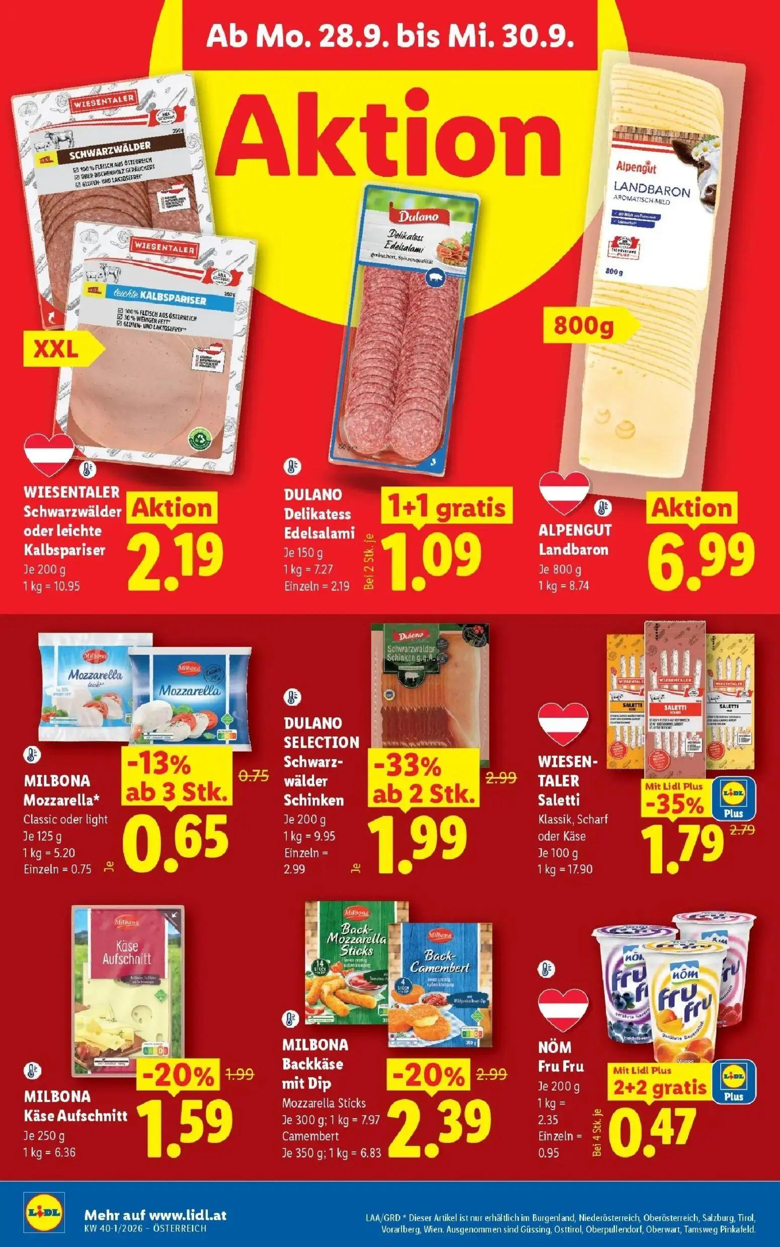Lidl Prospekt, Seite 47 von 55 — DULANO Delikatess Edelsalami, DULANO SELECTION Schwarzwälder Schinken, WIESENTALER Saletti
