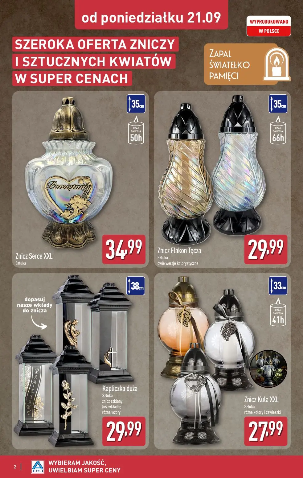 ALDI gazetka, strona 2 z 12 — Znicz Serce XXL, Znicz Flakon Tęcza, Kapliczka duża
