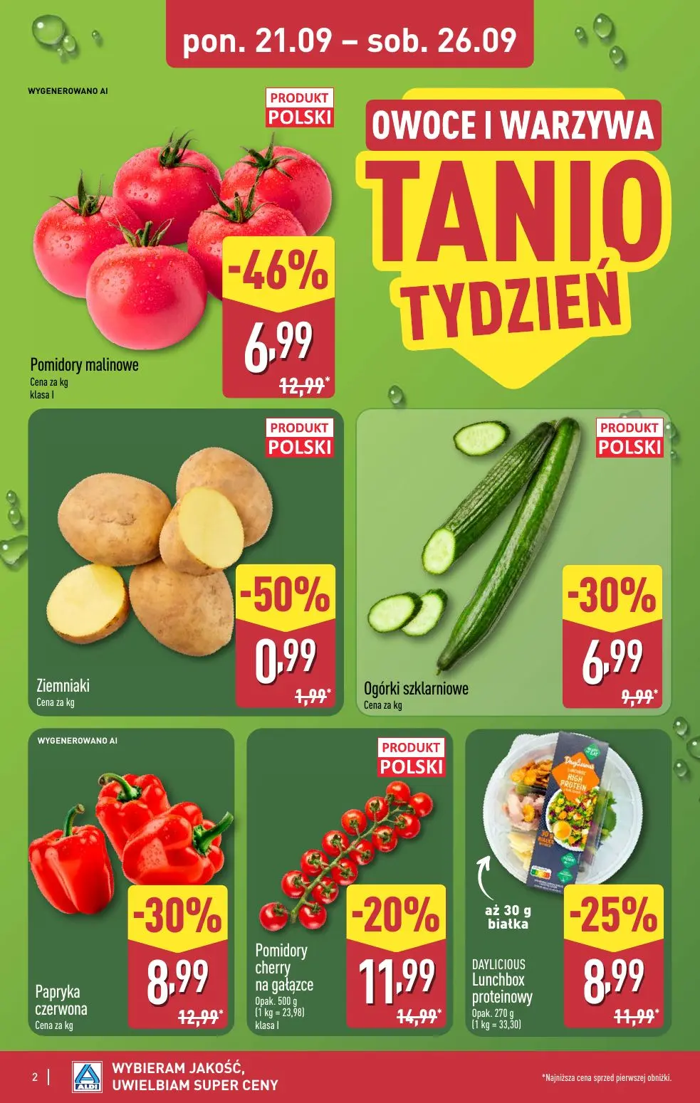 ALDI gazetka, strona 2 z 48 — Pomidory malinowe, Papryka czerwona, Ogórki szklarniowe