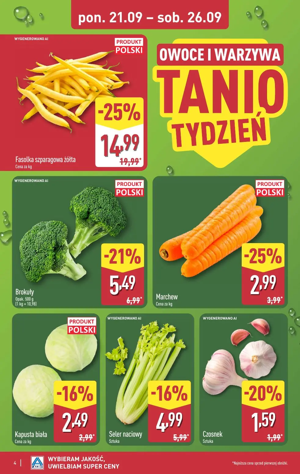 ALDI gazetka, strona 4 z 48 — Fasolka szparagowa żółta, Brokuły, Marchew
