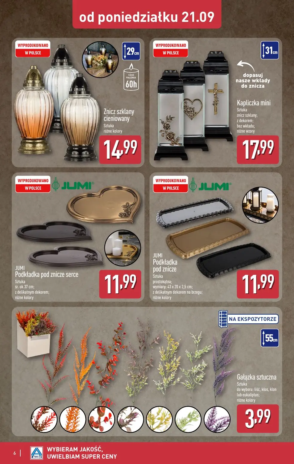 ALDI gazetka, strona 6 z 12 — Znicz szklany cieniowany, Kapliczka mini, JUMI Podkładka pod znicze serce