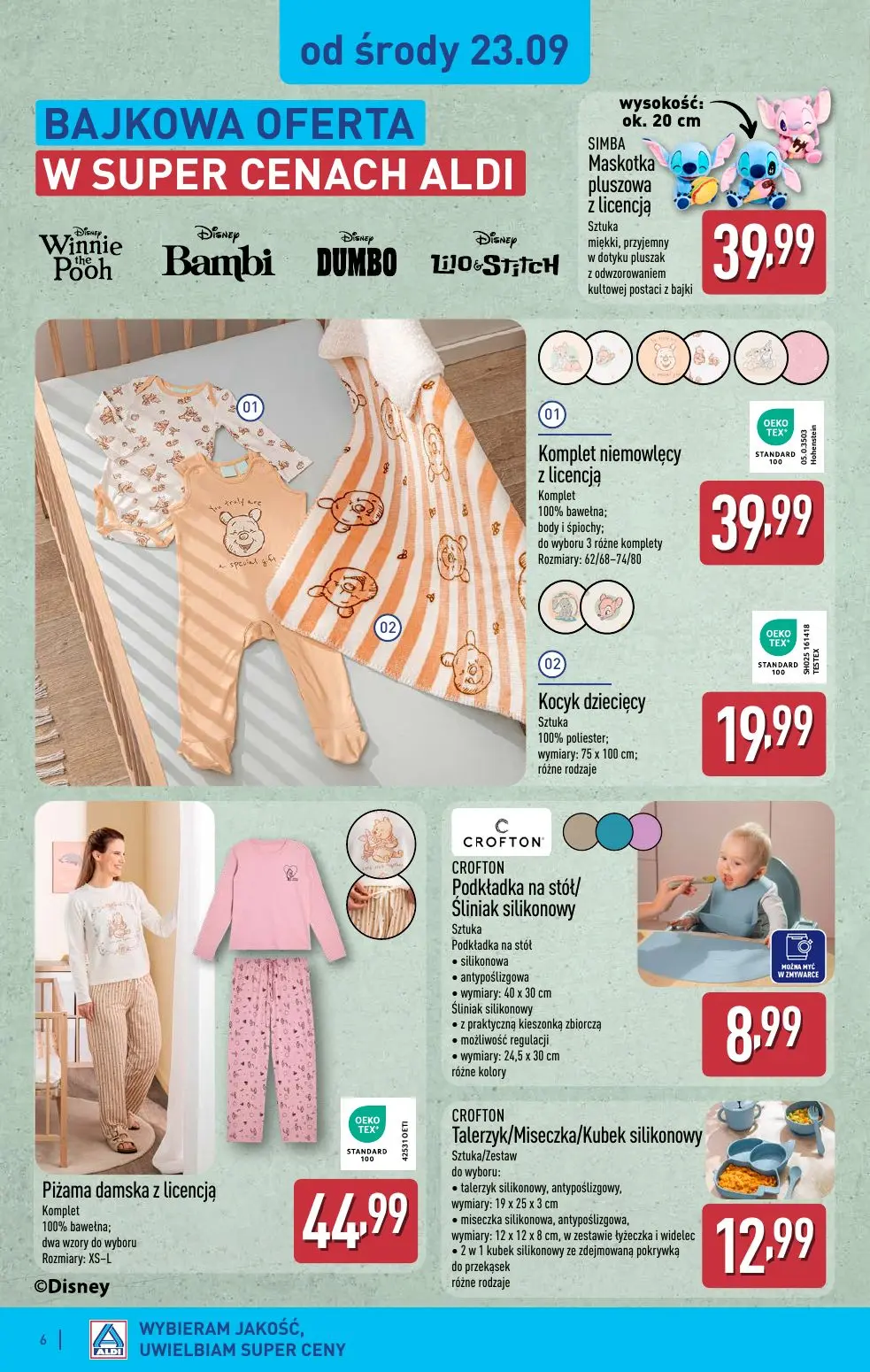ALDI gazetka, strona 6 z 15 — SIMBA Maskotka pluszowa z licencją, Komplet niemowlęcy z licencją, Kocyk dziecięcy
