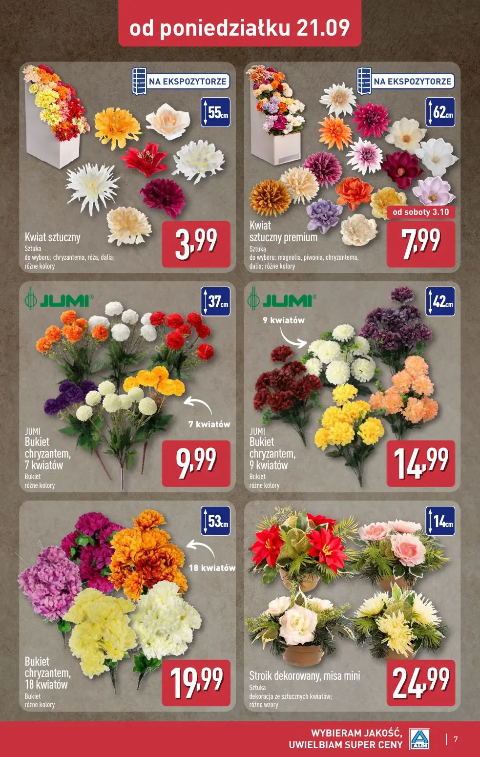 ALDI gazetka, strona 7 z 12 — Kwiat sztuczny, Kwiat sztuczny premium, JUMI Bukiet chryzantem