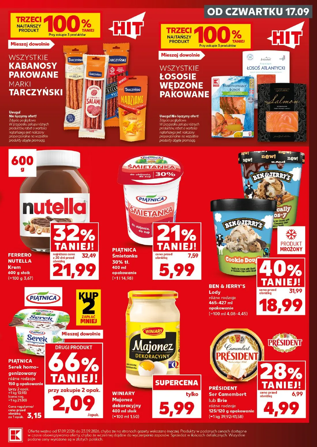 Kaufland gazetka, strona 7 z 30 — BEN & JERRY'S Lody, FERRERO NUTELLA Krem, PIĄTNICA Serek homogenizowany różne rodzaje
