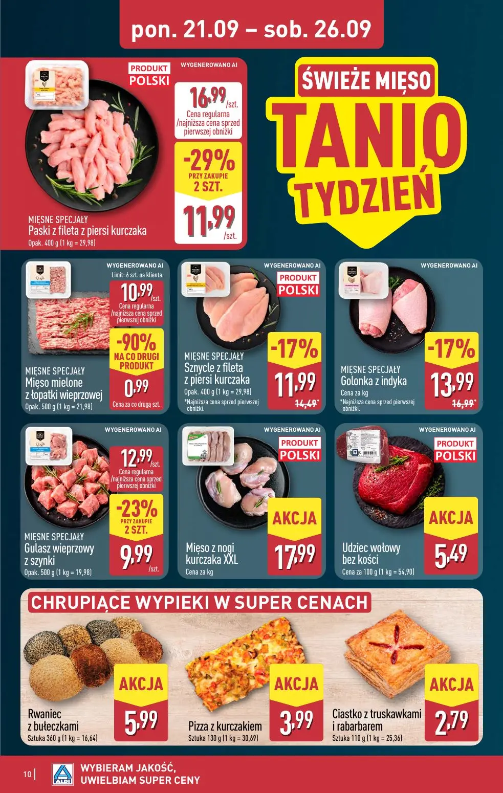 ALDI gazetka, strona 10 z 48 — Paski z fileta z piersi kurczaka, Golonka z indyka, Gulasz wieprzowy z szynki