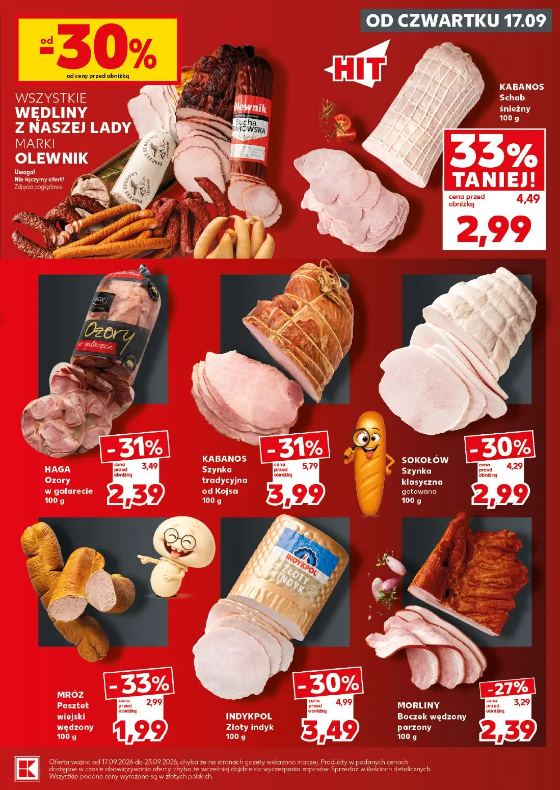 Kaufland gazetka, strona 11 z 30 — KABANOS Szynka tradycyjna od Kojsa, KABANOS Schab śnieżny, INDYKPOL Złoty indyk
