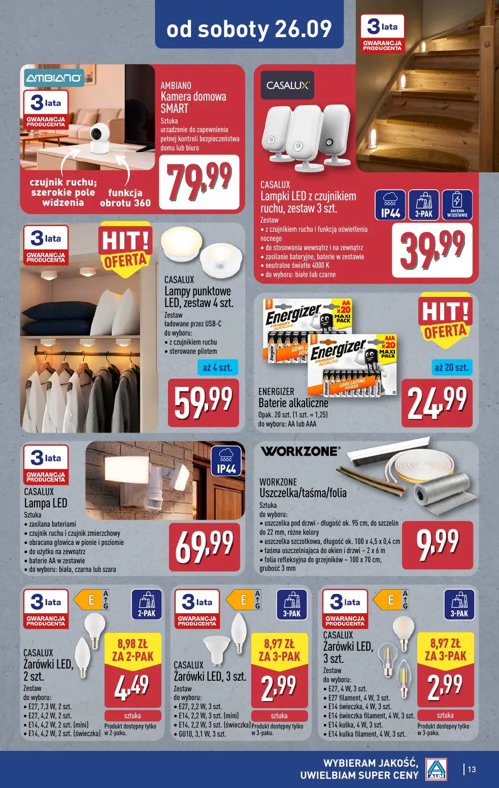 ALDI gazetka, strona 13 z 15 — CASALUX Żarówki LED, 3 szt., CASALUX Żarówki LED, 3 szt., CASALUX Żarówki LED, 2 szt.