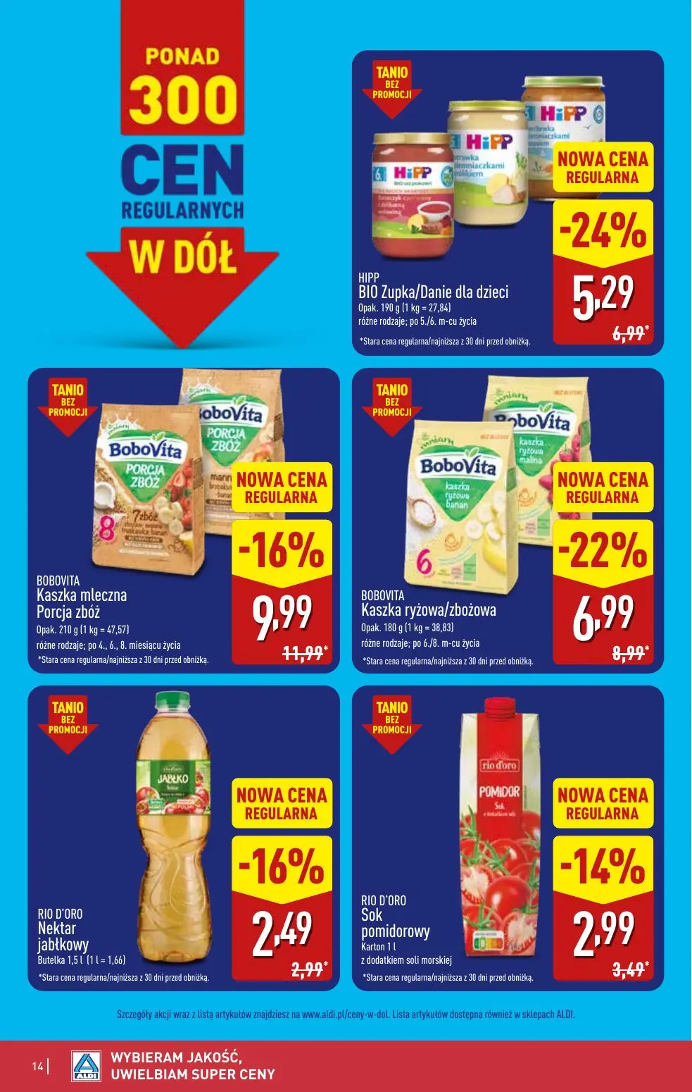 ALDI gazetka, strona 14 z 48 — BOBOVITA Kaszka mleczna Porcja zbóż, BOBOVITA Kaszka ryżowa/zbożowa, HIPP BIO Zupka/Danie dla…