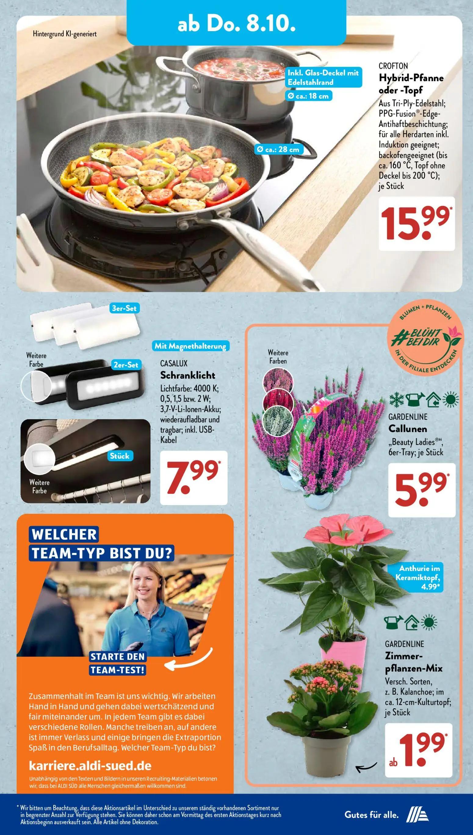 Aldi Süd Prospekt, Seite 7 von 21 — CROFTON Hybrid-Pfanne oder -Topf Aus Tri-Ply-Edelstahl; PPG-Fusion®-Edge-Antihaftbeschic…