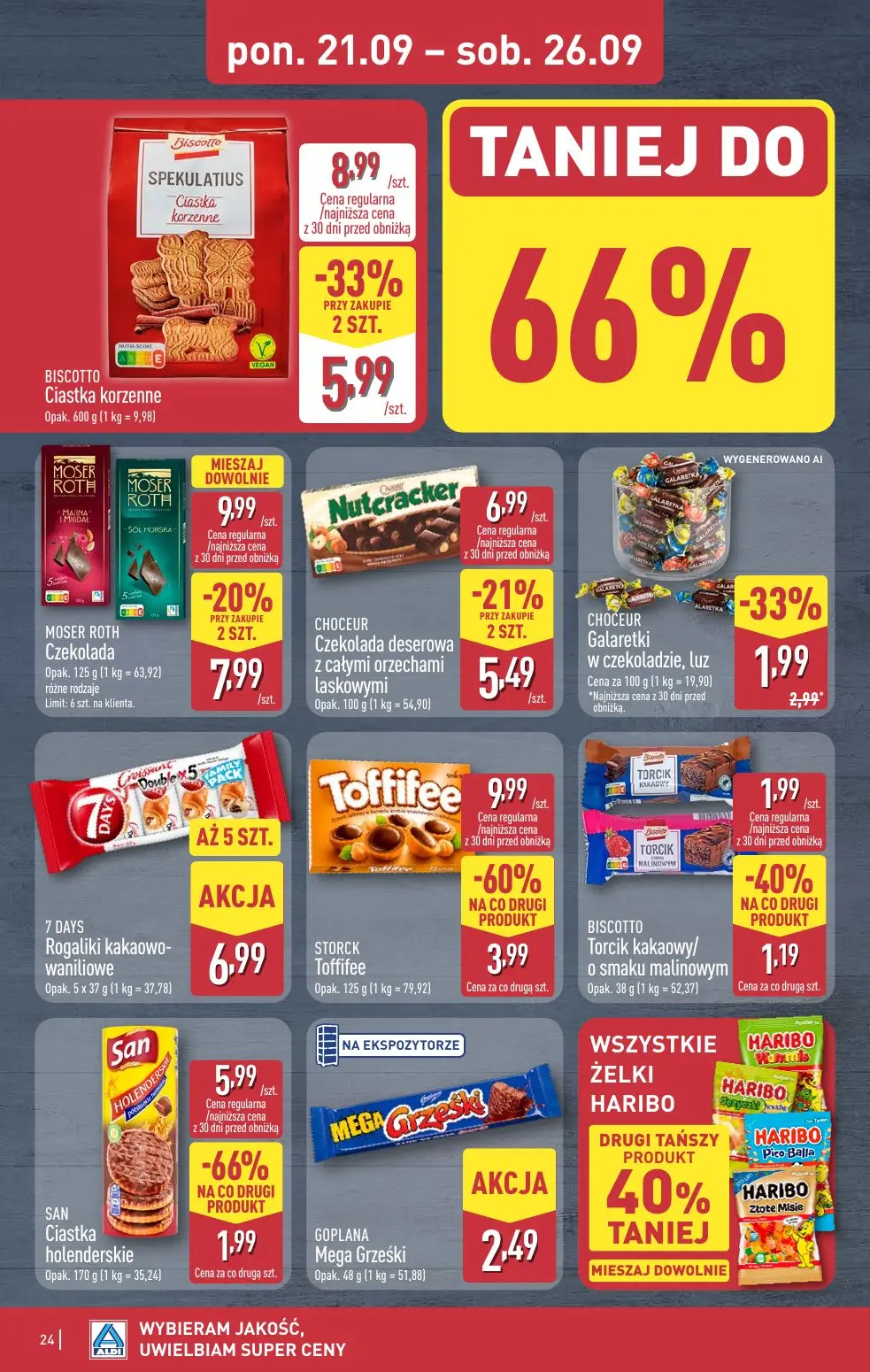 ALDI gazetka, strona 24 z 48 — STORCK Toffifee, SAN Ciastka holenderskie, BISCOTTO Ciastka korzenne