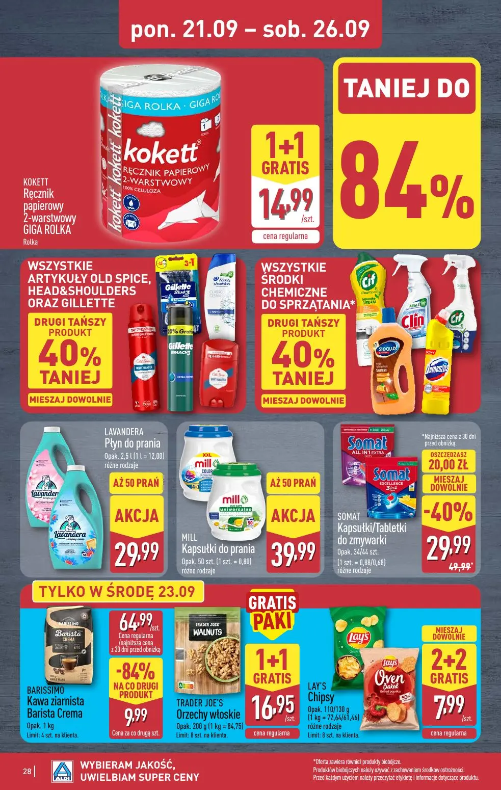 ALDI gazetka, strona 28 z 48 — SOMAT Kapsułki/Tabletki do zmywarki, KOKETT Ręcznik papierowy 2-warstwowy GIGA ROLKA, LAVANDE…