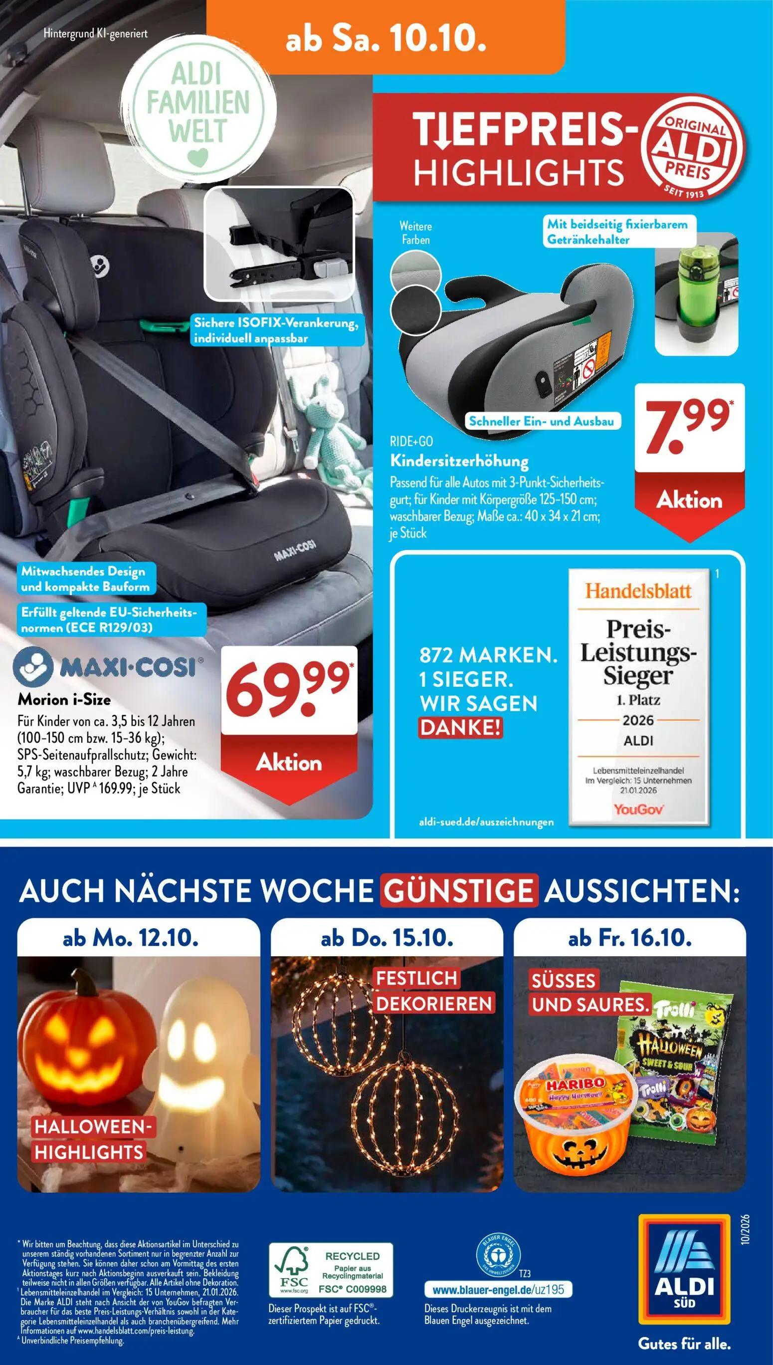 Aldi Süd Prospekt, Seite 16 von 21 — MAXI-COSI Morion i-Size, RIDE+GO Kindersitzerhöhung