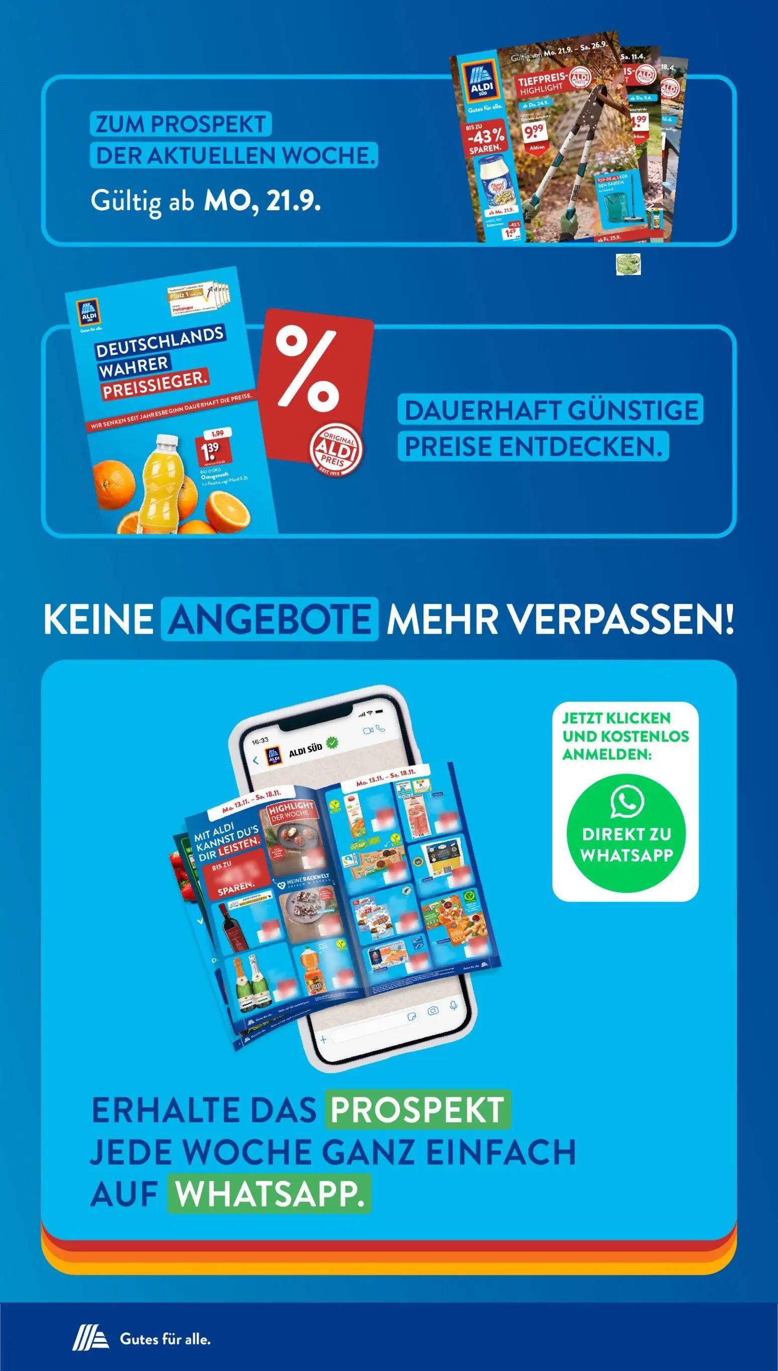 Aldi Süd Prospekt, Seite 21 von 21 — TIEFPREIS HIGHLIGHT, RIO D'ORO Orangensaft