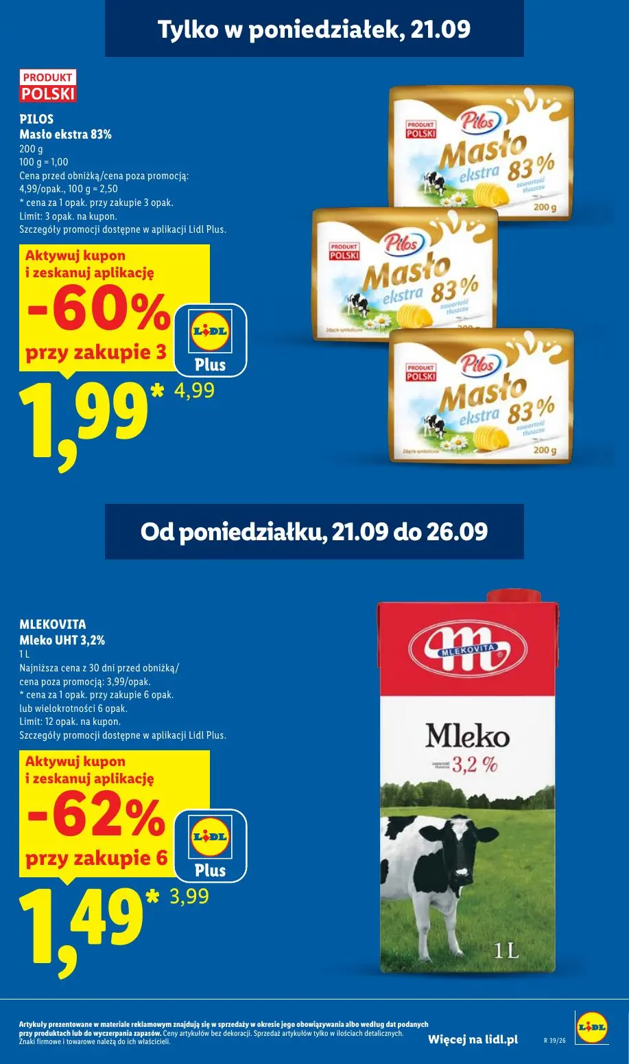 Lidl gazetka, strona 11 z 99 — PILOS Masło ekstra 83%, MLEKOVITA Mleko UHT 3,2%