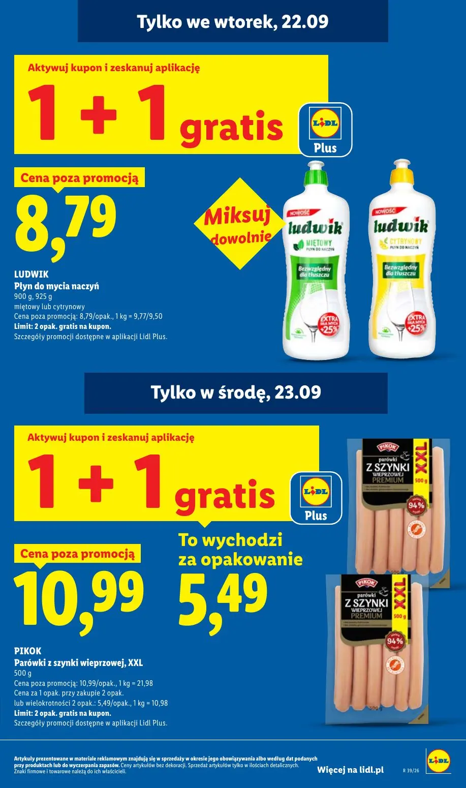 Lidl gazetka, strona 13 z 99 — PIKOK Parówki z szynki wieprzowej, XXL, LUDWIK Płyn do mycia naczyń