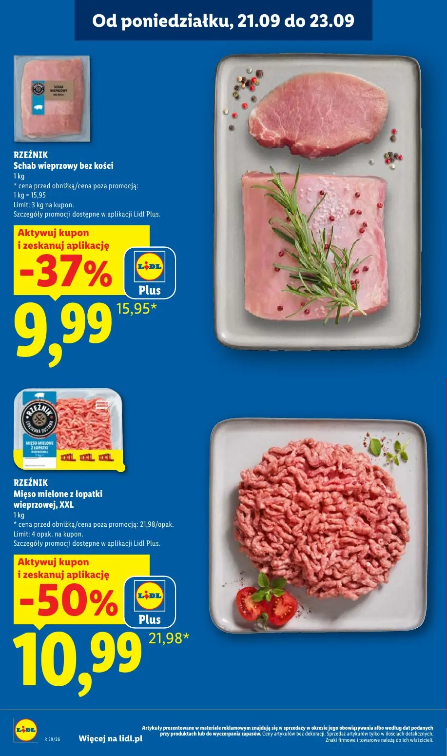 Lidl gazetka, strona 14 z 99 — Mięso mielone z łopatki wieprzowej, XXL, Schab wieprzowy bez kości