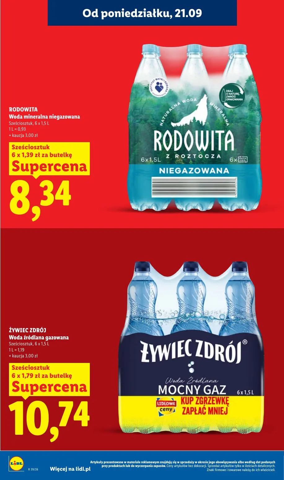 Lidl gazetka, strona 24 z 99 — RODOWITA Woda mineralna niegazowana, ŻYWIEC ZDRÓJ Woda źródlana gazowana