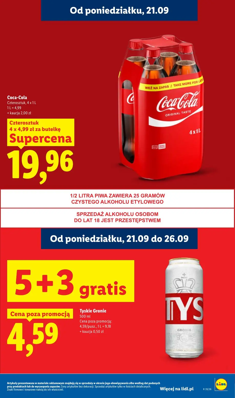 Lidl gazetka, strona 25 z 99 — Coca-Cola Czterosztuk, Tyskie Gronie