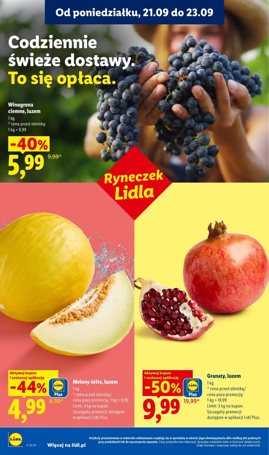 Lidl gazetka, strona 36 z 99 — Granaty, luzem, Winogrona ciemne, luzem, Melony żółte, luzem