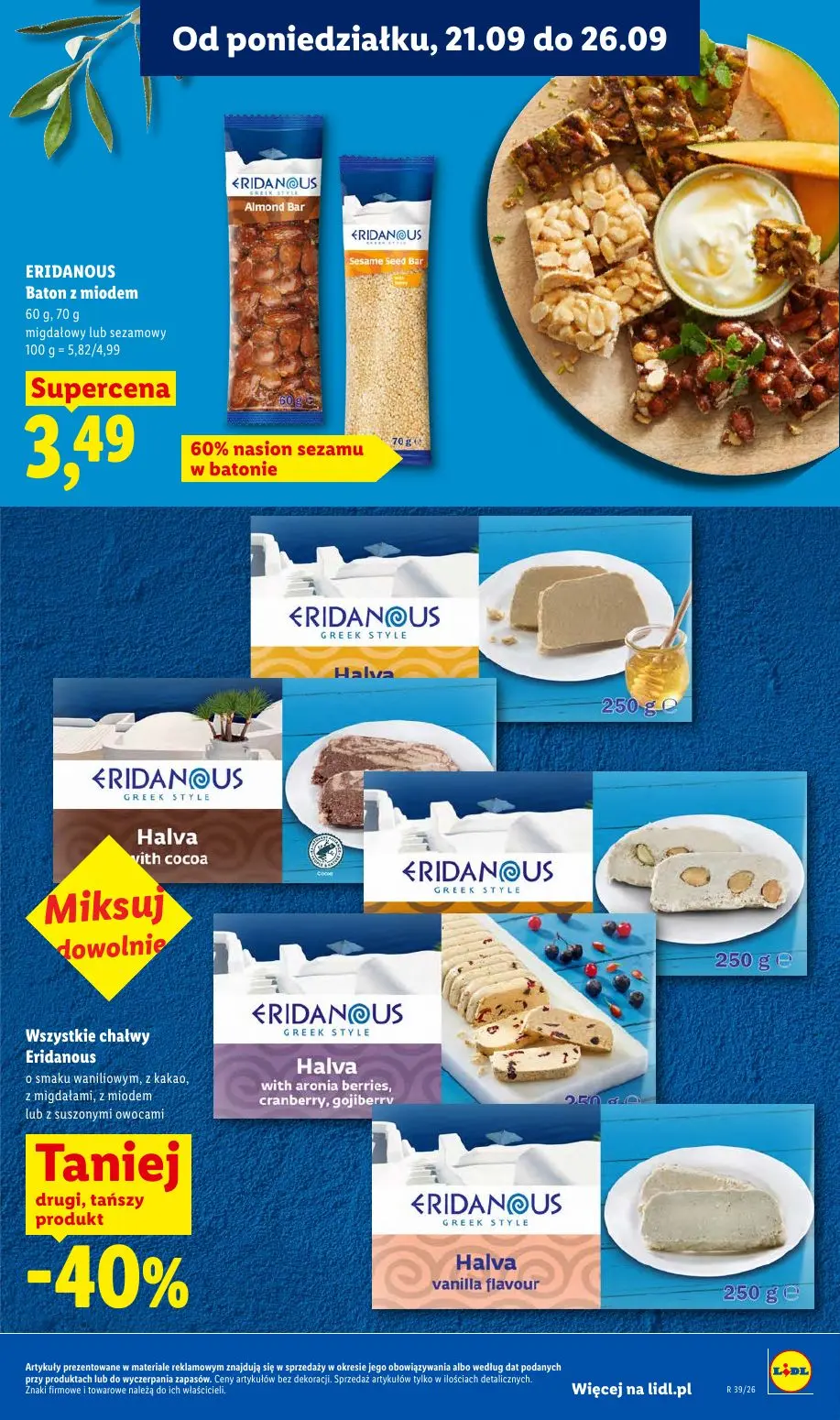Lidl gazetka, strona 41 z 99 — ERIDANOUS Baton z miodem