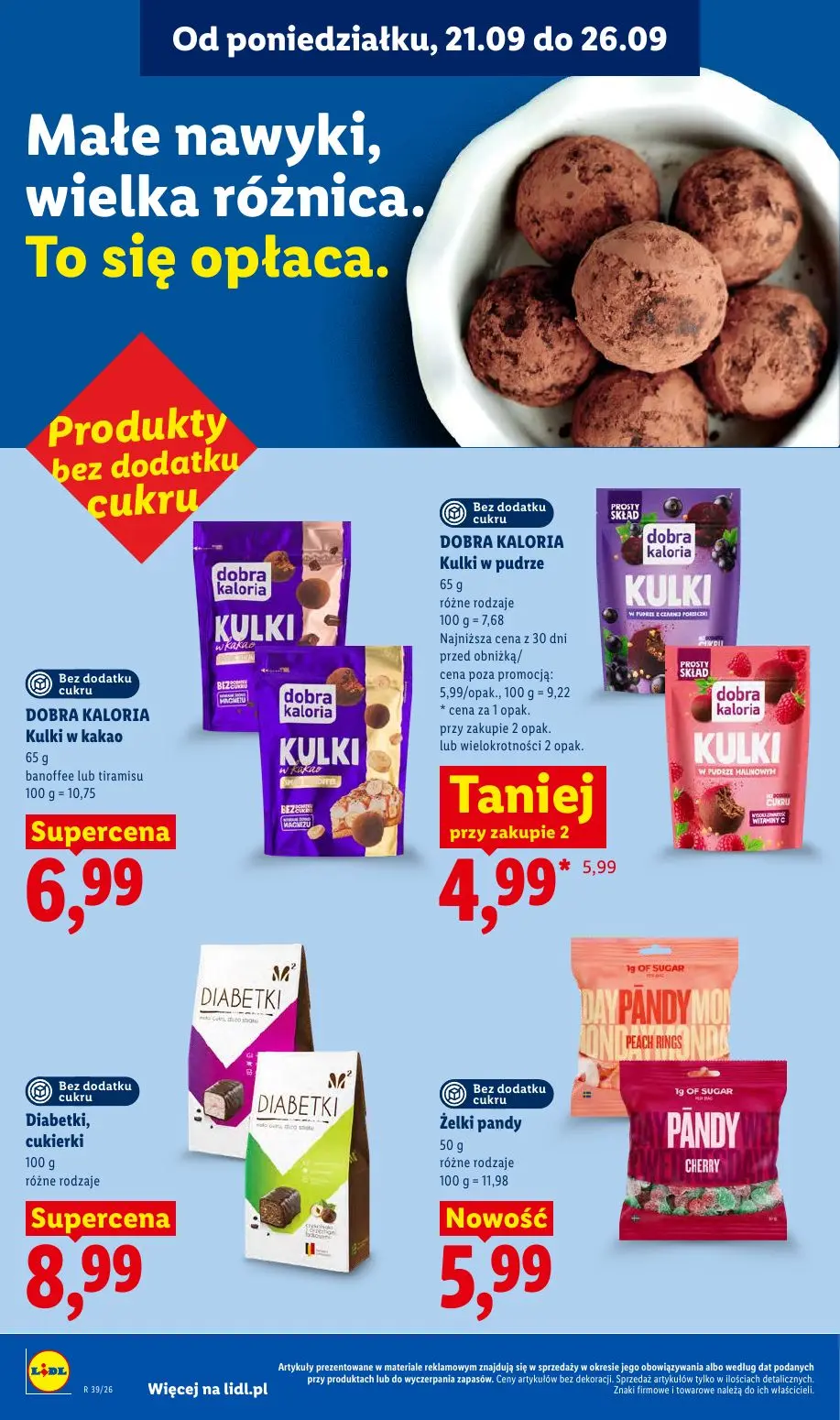 Lidl gazetka, strona 54 z 99 — DOBRA KALORIA Kulki w pudrze, DOBRA KALORIA Kulki w kakao, Diabetki, cukierki