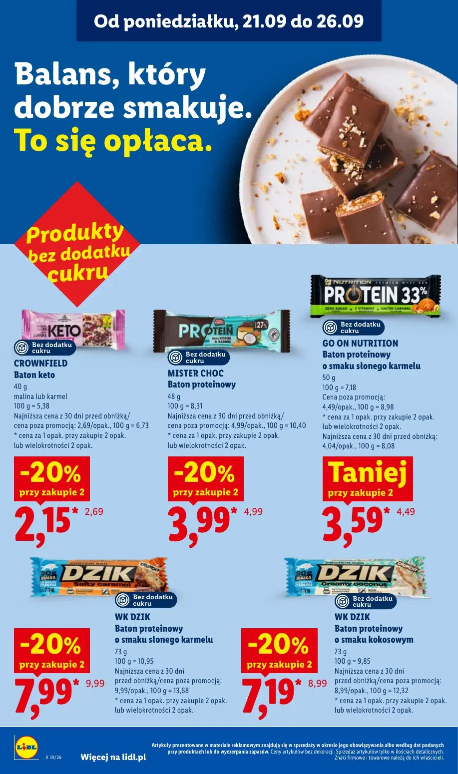 Lidl gazetka, strona 56 z 99 — WK DZIK Baton proteinowy o smaku słonego karmelu, WK DZIK Baton proteinowy o smaku kokosowym,…