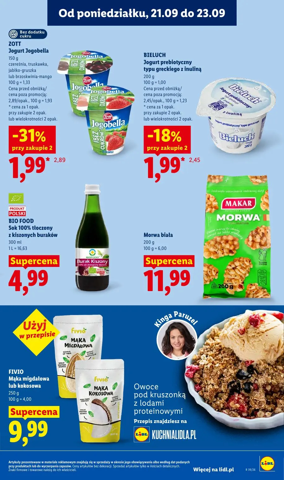 Lidl gazetka, strona 59 z 99 — Jogurt Jogobella czereśnia, truskawka, jabłko-gruszka lub brzoskwinia-mango, Jogurt prebiotyc…