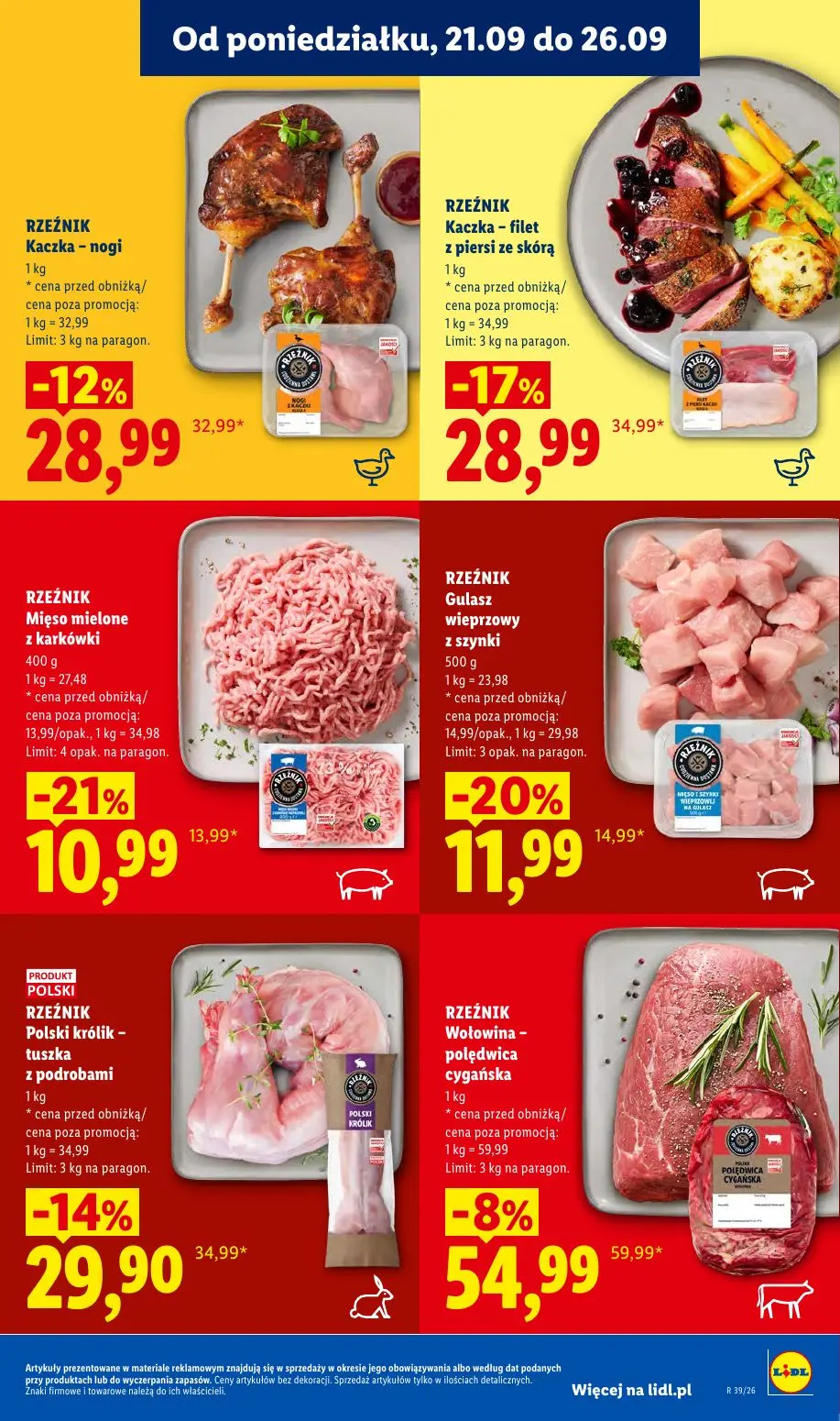 Lidl gazetka, strona 61 z 99 — Kaczka - filet z piersi ze skórą, Polski królik - tuszka z podrobami, Wołowina - polędwica cy…