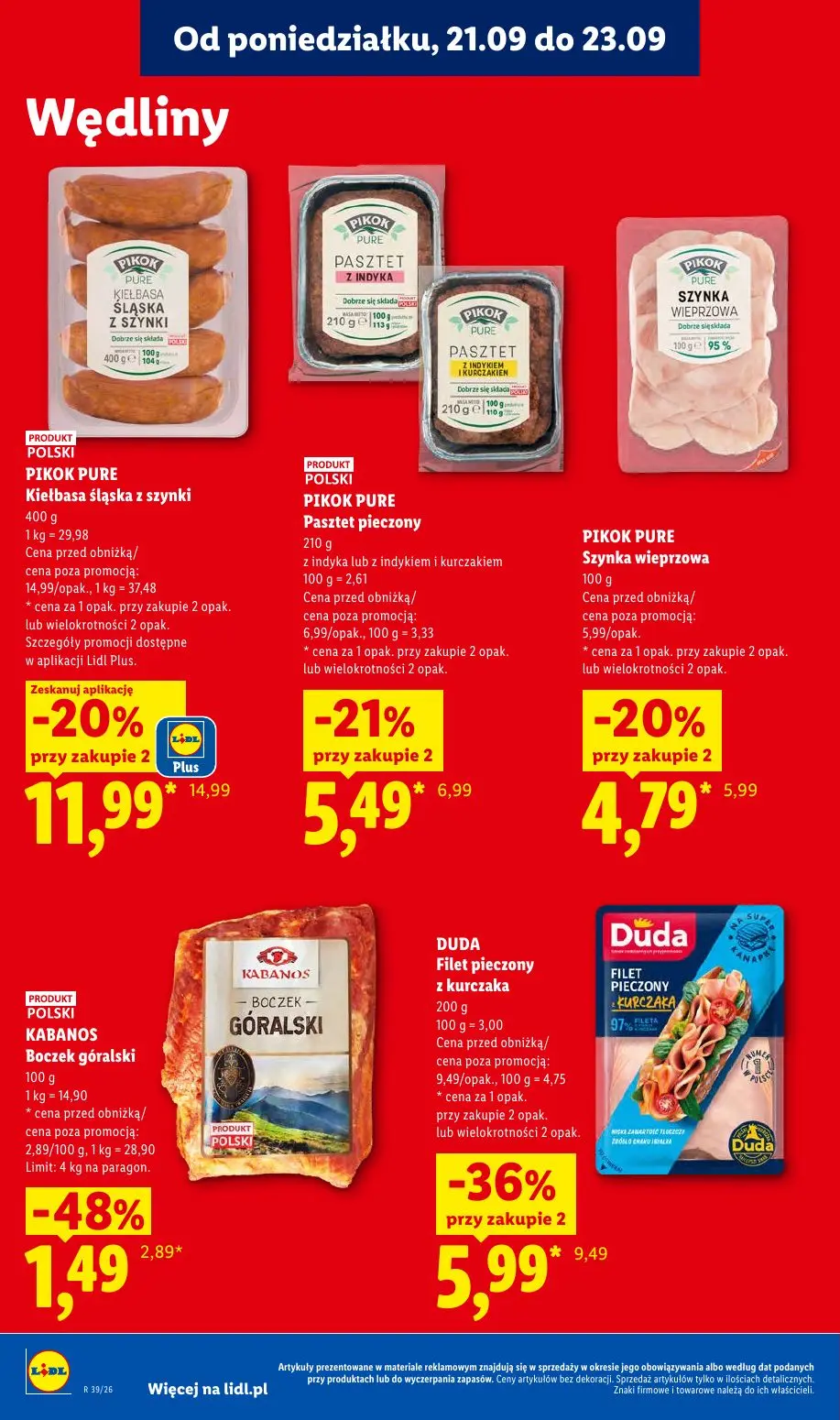 Lidl gazetka, strona 64 z 99 — DUDA Filet pieczony z kurczaka, PIKOK PURE Kiełbasa śląska z szynki, PIKOK PURE Pasztet piecz…