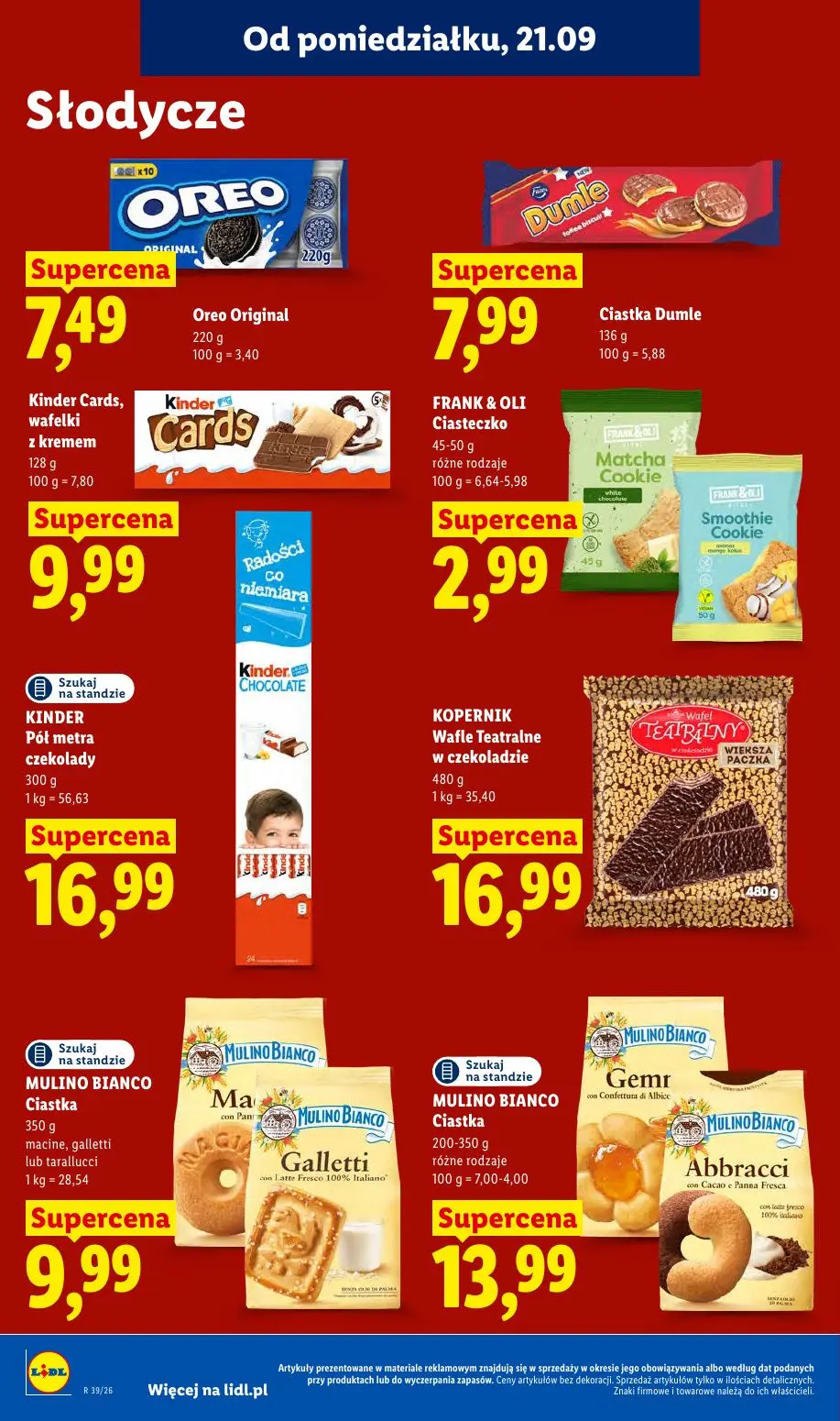 Lidl gazetka, strona 68 z 99 — Oreo Original, Ciastka Dumle, Kinder Cards, wafelki z kremem