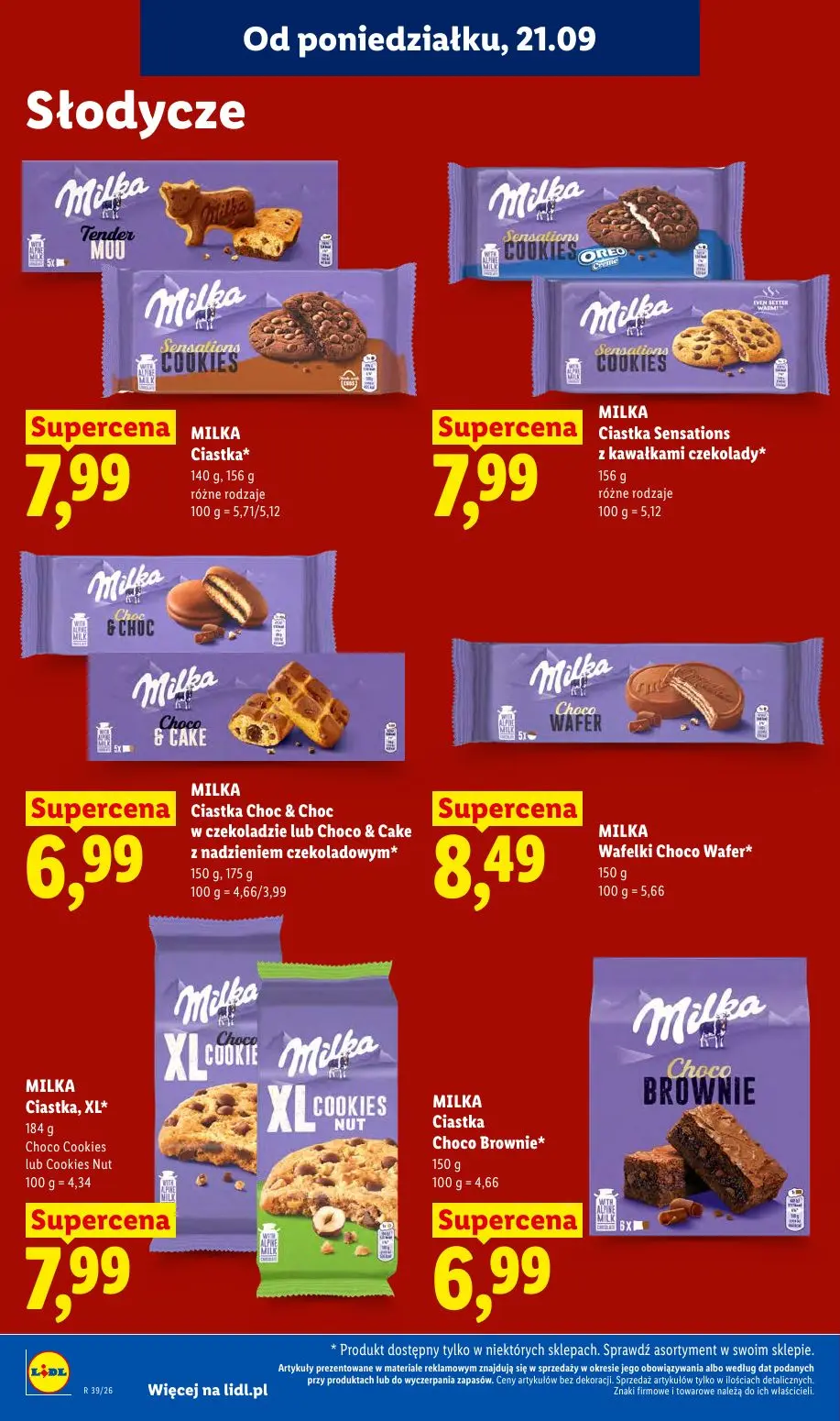 Lidl gazetka, strona 70 z 99 — MILKA Ciastka*, MILKA Ciastka Sensations z kawałkami czekolady*, MILKA Ciastka Choc & Choc w …