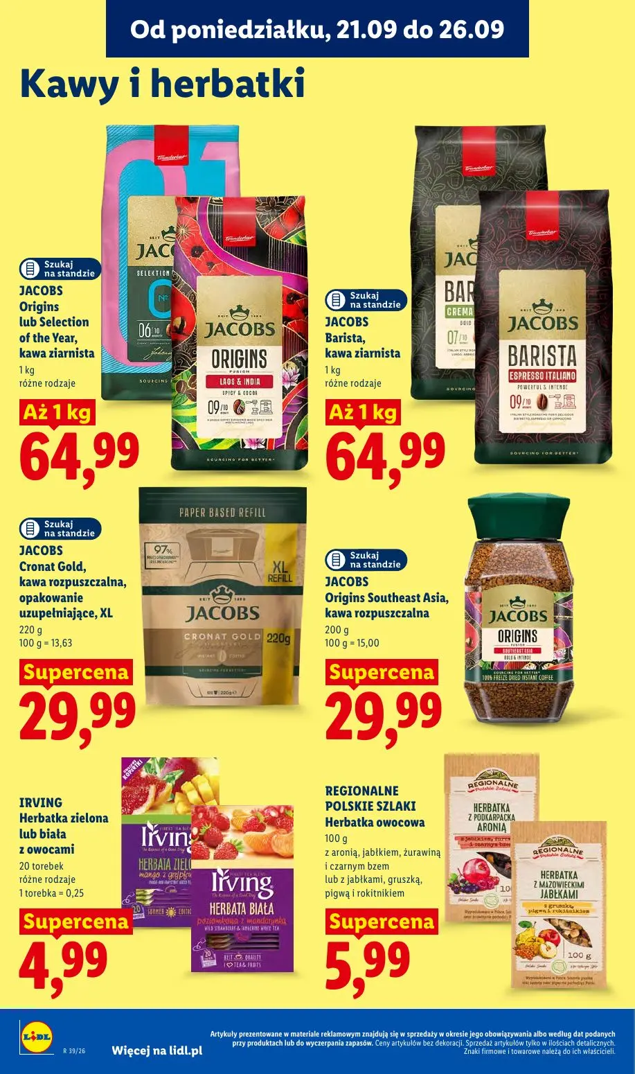 Lidl gazetka, strona 72 z 99 — JACOBS Origins lub Selection of the Year, kawa ziarnista, JACOBS Barista, kawa ziarnista, JAC…