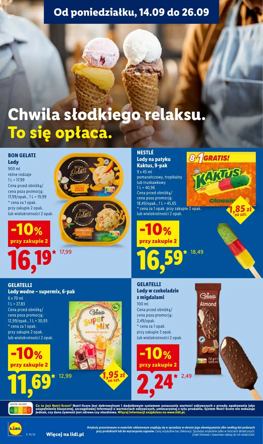 Lidl gazetka, strona 74 z 99 — Lody na patyku Kaktus, 9-pak, Lody, Lody wodne - supermix, 6-pak