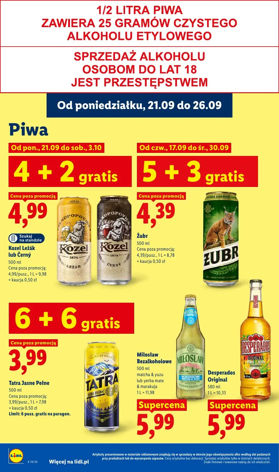 Lidl gazetka, strona 78 z 99 — Kozel Ležák lub Černý, Żubr, Tatra Jasne Pełne