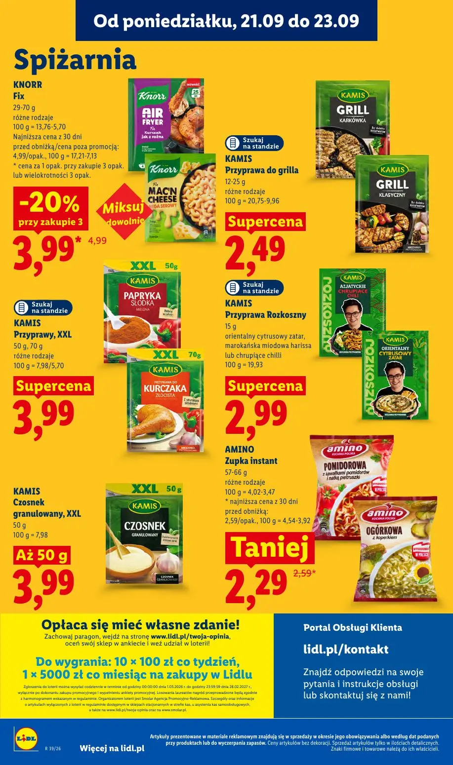 Lidl gazetka, strona 86 z 99 — KNORR Fix, AMINO Zupka instant, KAMIS Przyprawa do grilla