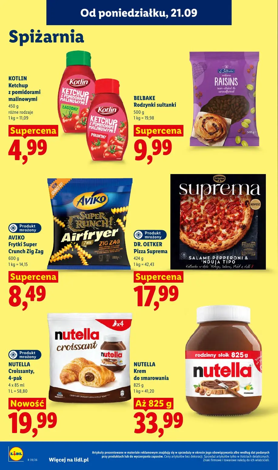 Lidl gazetka, strona 88 z 99 — KOTLIN Ketchup z pomidorami malinowymi, BELBAKE Rodzynki sułtanki, AVIKO Frytki Super Crunch …