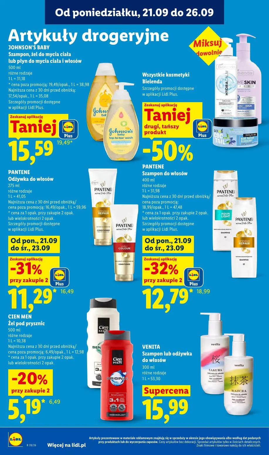 Lidl gazetka, strona 94 z 99 — PANTENE Szampon do włosów, PANTENE Odżywka do włosów, JOHNSON'S BABY Szampon, żel do mycia ci…