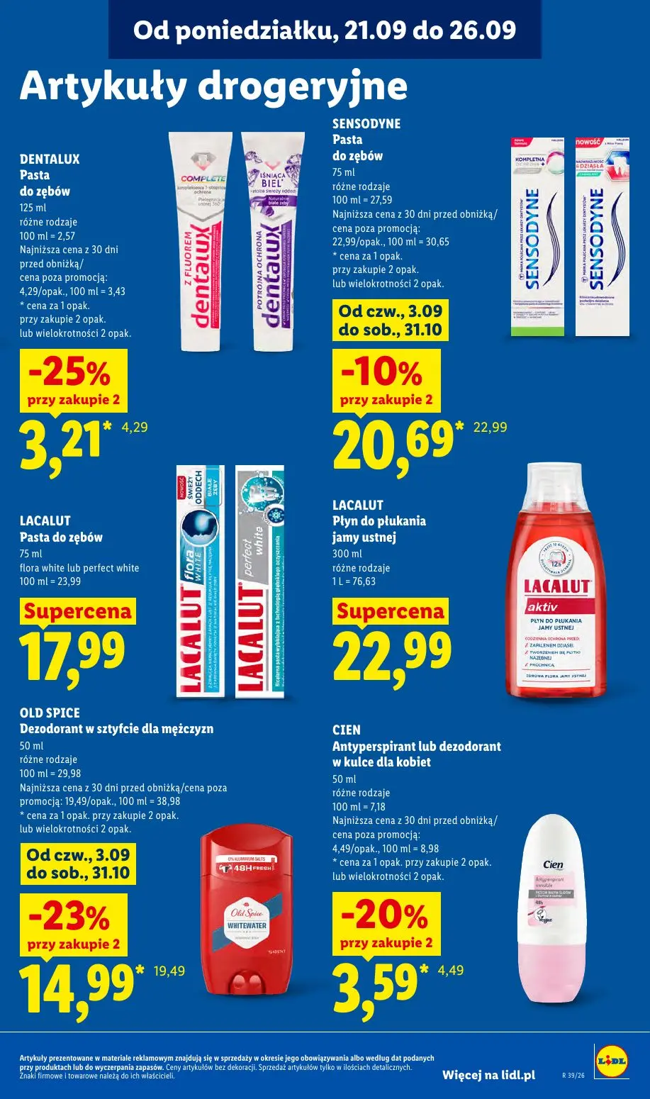 Lidl gazetka, strona 95 z 99 — OLD SPICE Dezodorant w sztyfcie dla mężczyzn, SENSODYNE Pasta do zębów, DENTALUX Pasta do zęb…