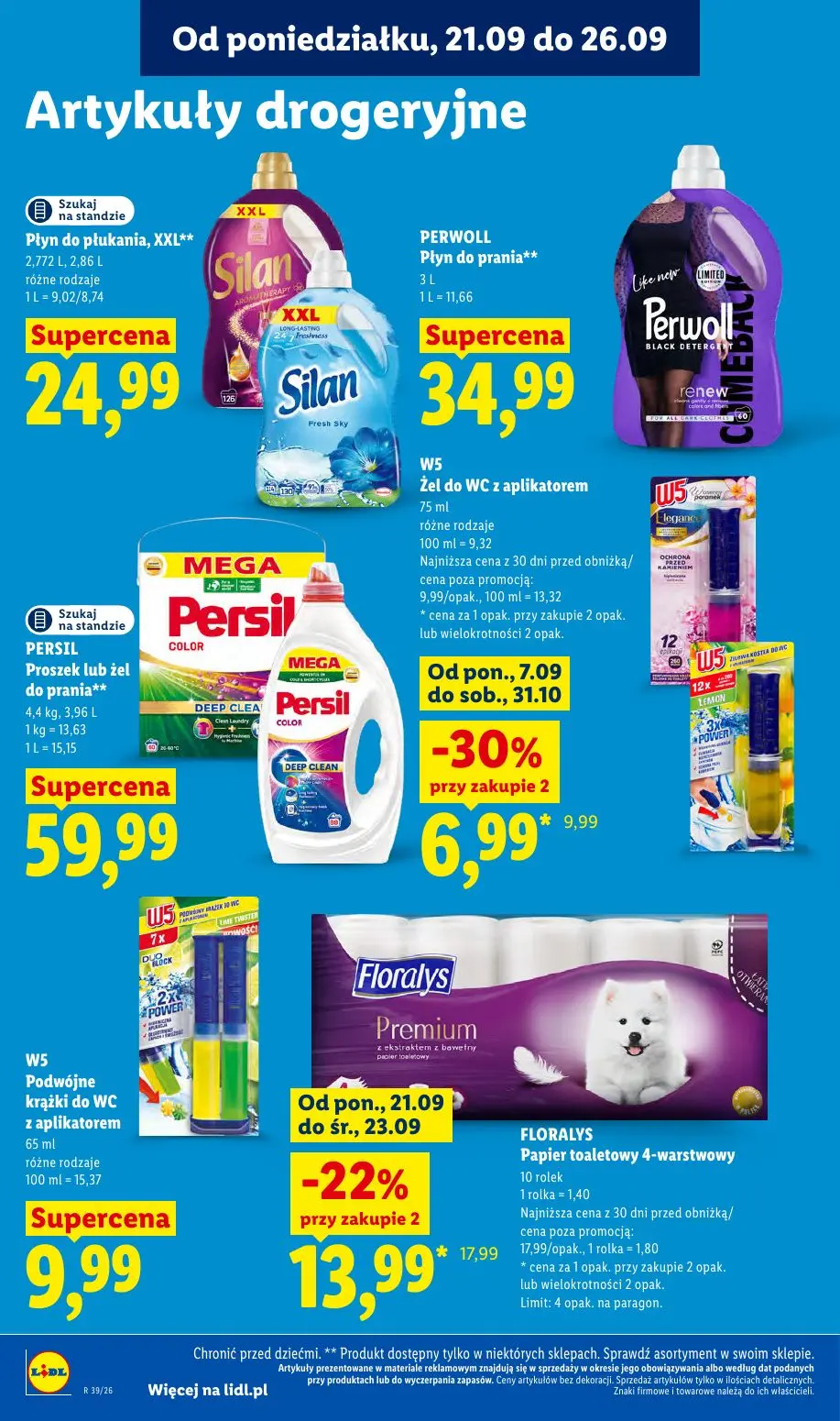 Lidl gazetka, strona 96 z 99 — FLORALYS Papier toaletowy 4-warstwowy, W5 Żel do WC z aplikatorem, Płyn do płukania, XXL Silan