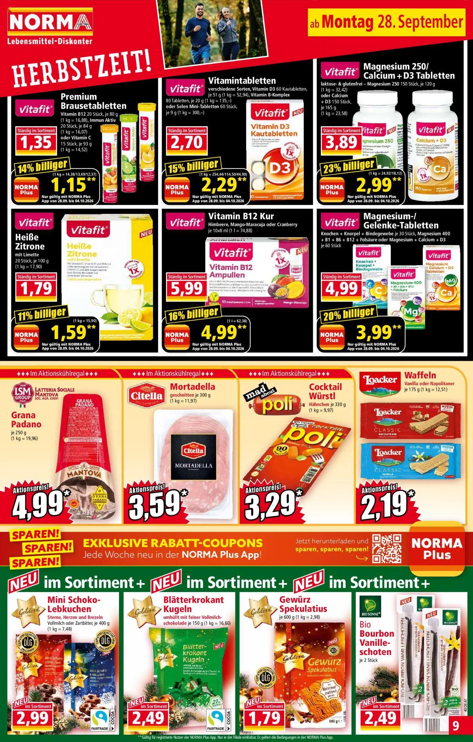 Norma Prospekt, Seite 9 von 20 — Vitamin B12 Kur Ampullen, Magnesium-/ Gelenke-Tabletten, Magnesium 250/ Calcium + D3 Tablet…