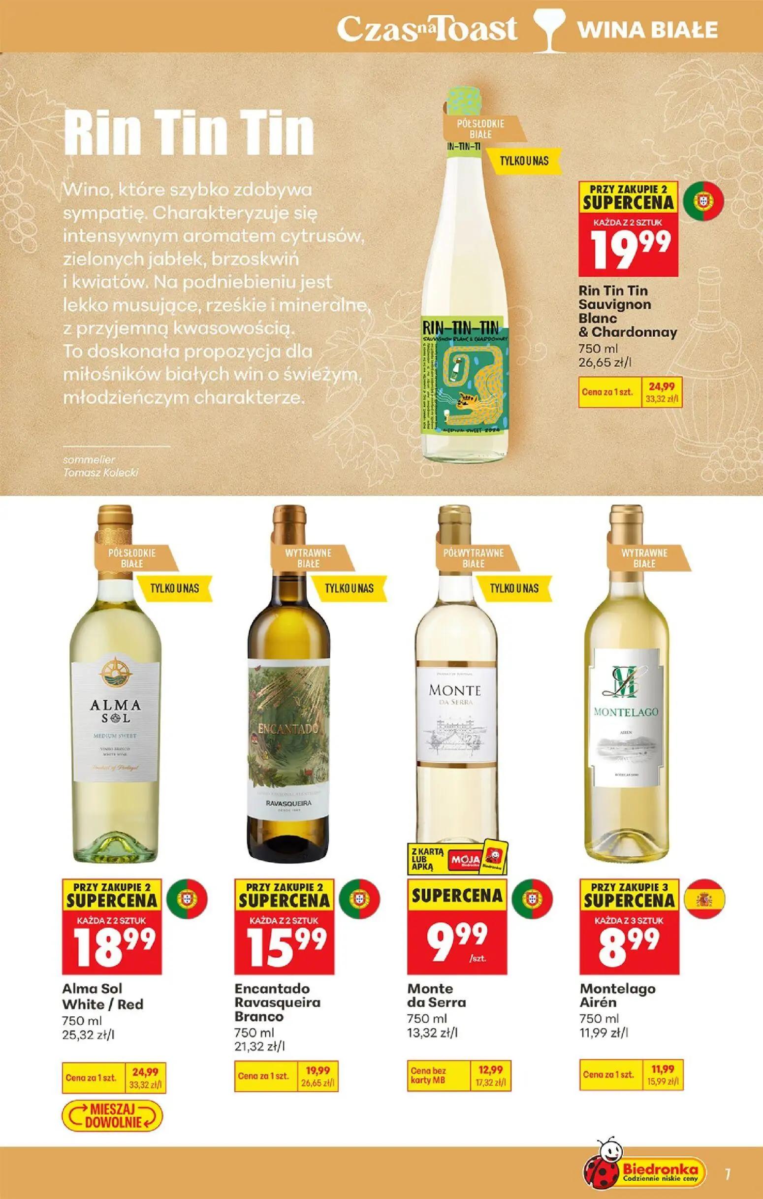 Biedronka gazetka, strona 9 z 38 — Alma Sol White / Red, Rin Tin Tin Sauvignon Blanc & Chardonnay, Encantado Ravasqueira Bra…