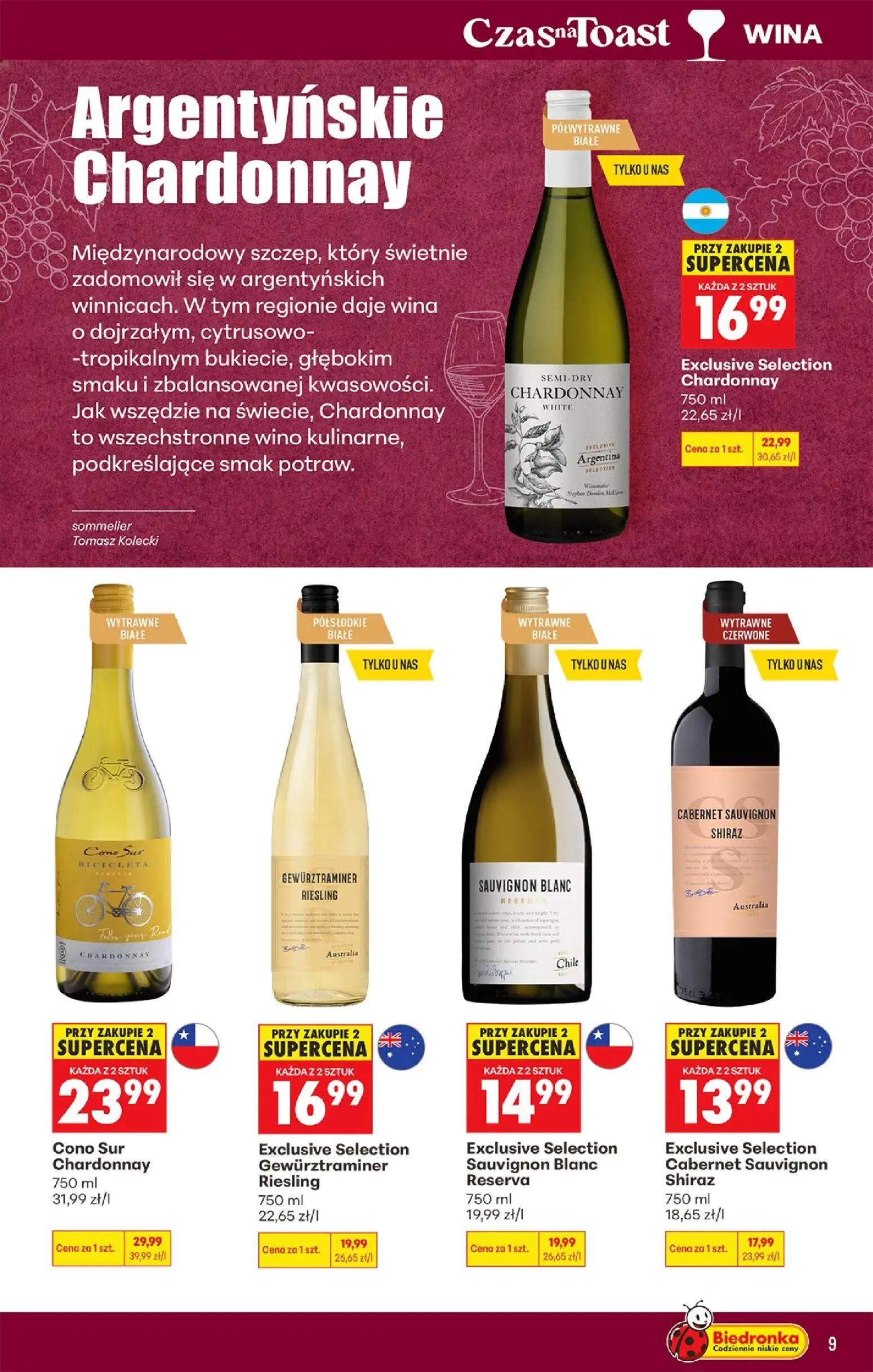 Biedronka gazetka, strona 11 z 38 — Exclusive Selection Chardonnay, Cono Sur Chardonnay, Exclusive Selection Sauvignon Blanc…