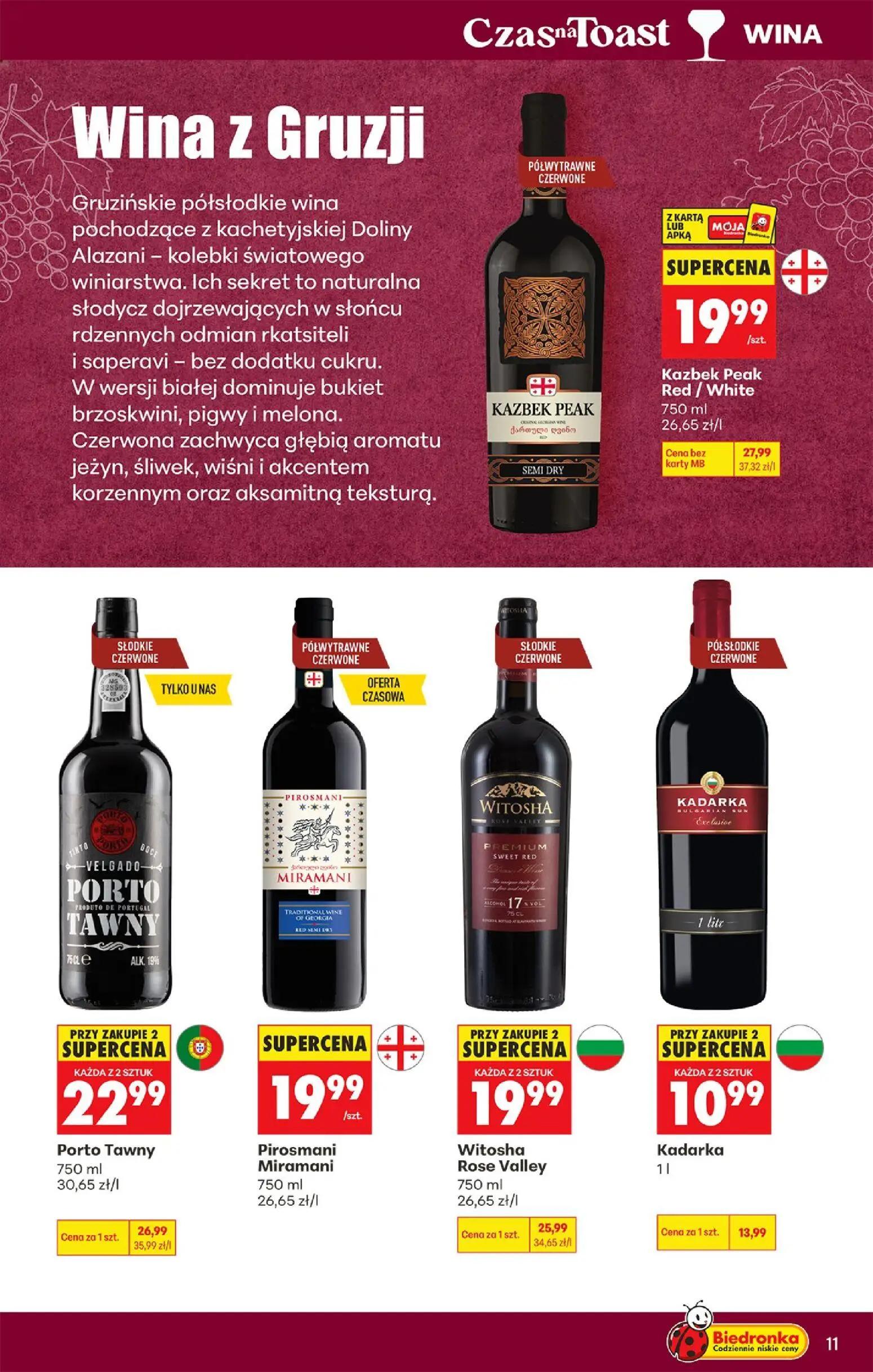 Biedronka gazetka, strona 13 z 38 — Kazbek Peak Red/White, Witosha Rose Valley, Porto Tawny