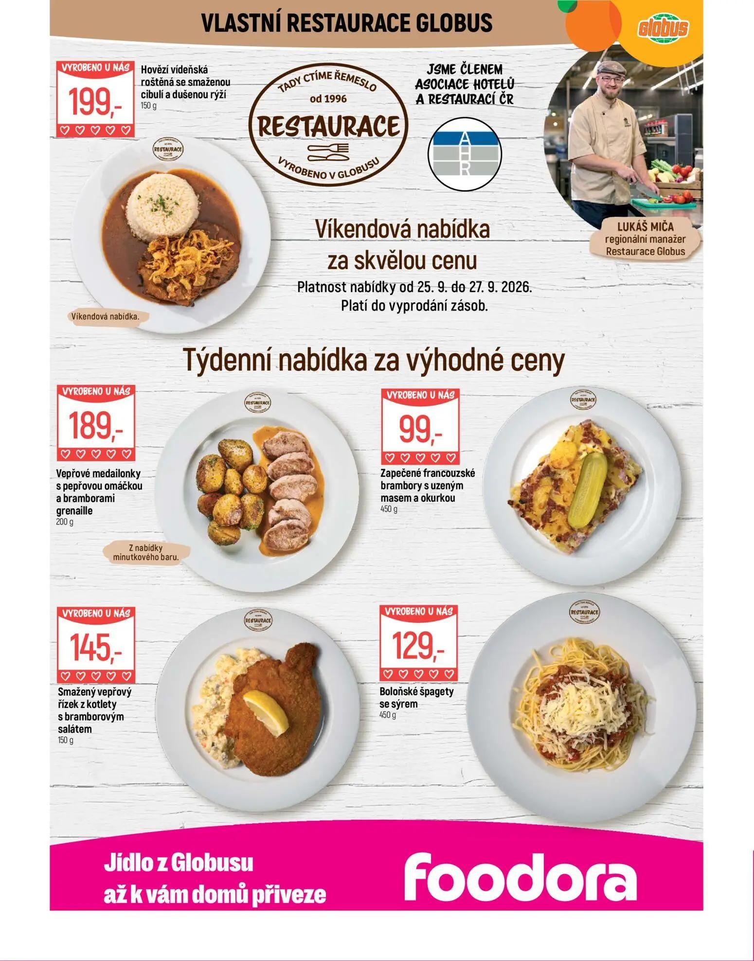 GLOBUS leták, strana 8 z 51 — Hovězí vídeňská roštěná se smaženou cibulí a dušenou rýží, Vepřové medailonky s pepřovou omáčk…