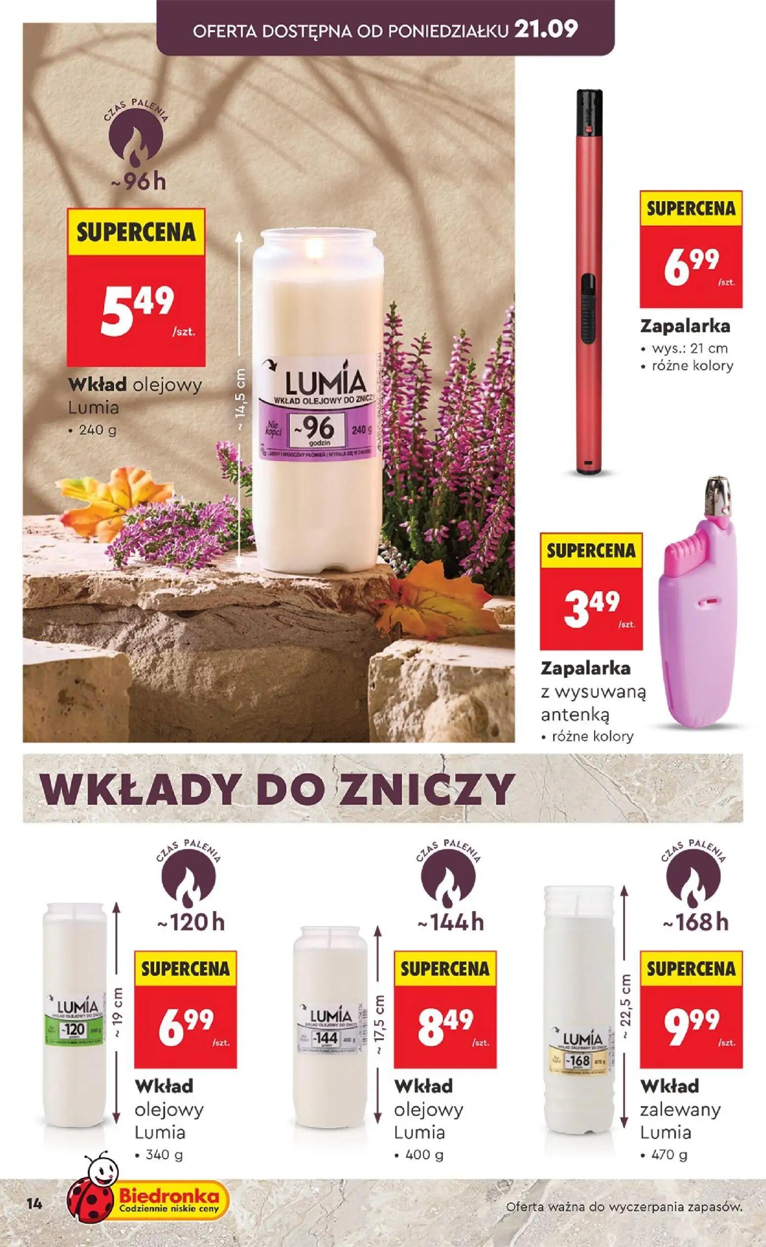 Biedronka gazetka, strona 14 z 16 — Wkład olejowy Lumia, Zapalarka, Zapalarka z wysuwaną antenką