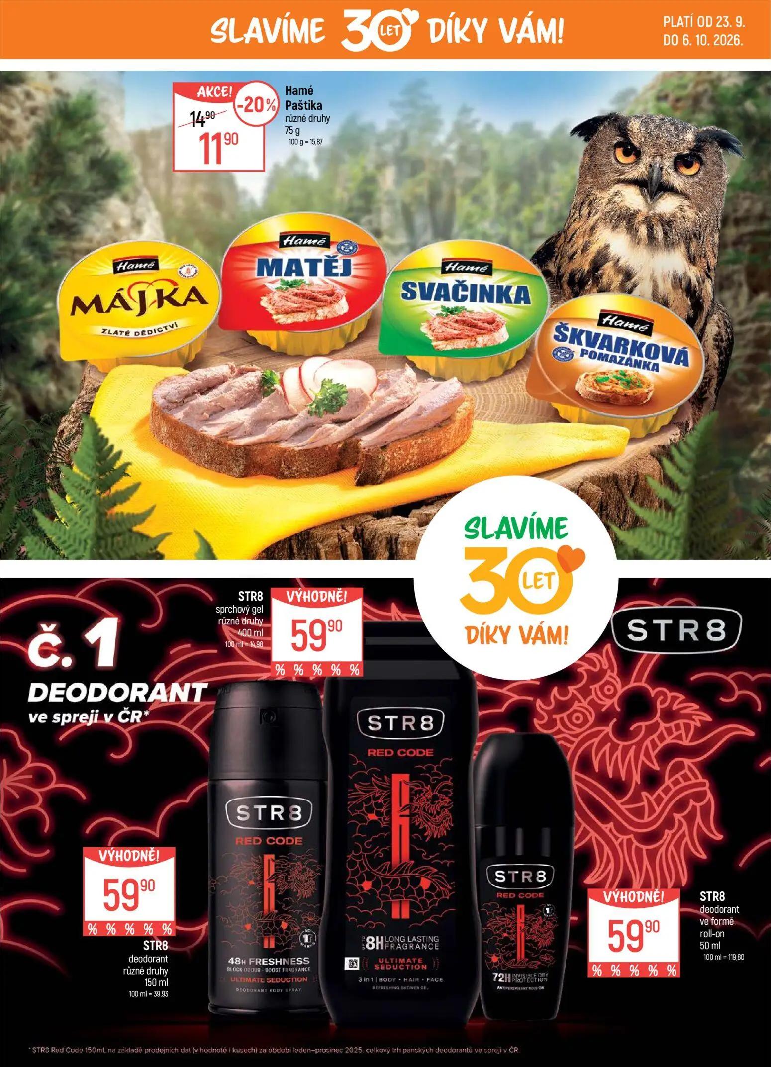 GLOBUS leták, strana 18 z 51 — Hamé Paštika, STR8 sprchový gel různé druhy, STR8 deodorant různé druhy