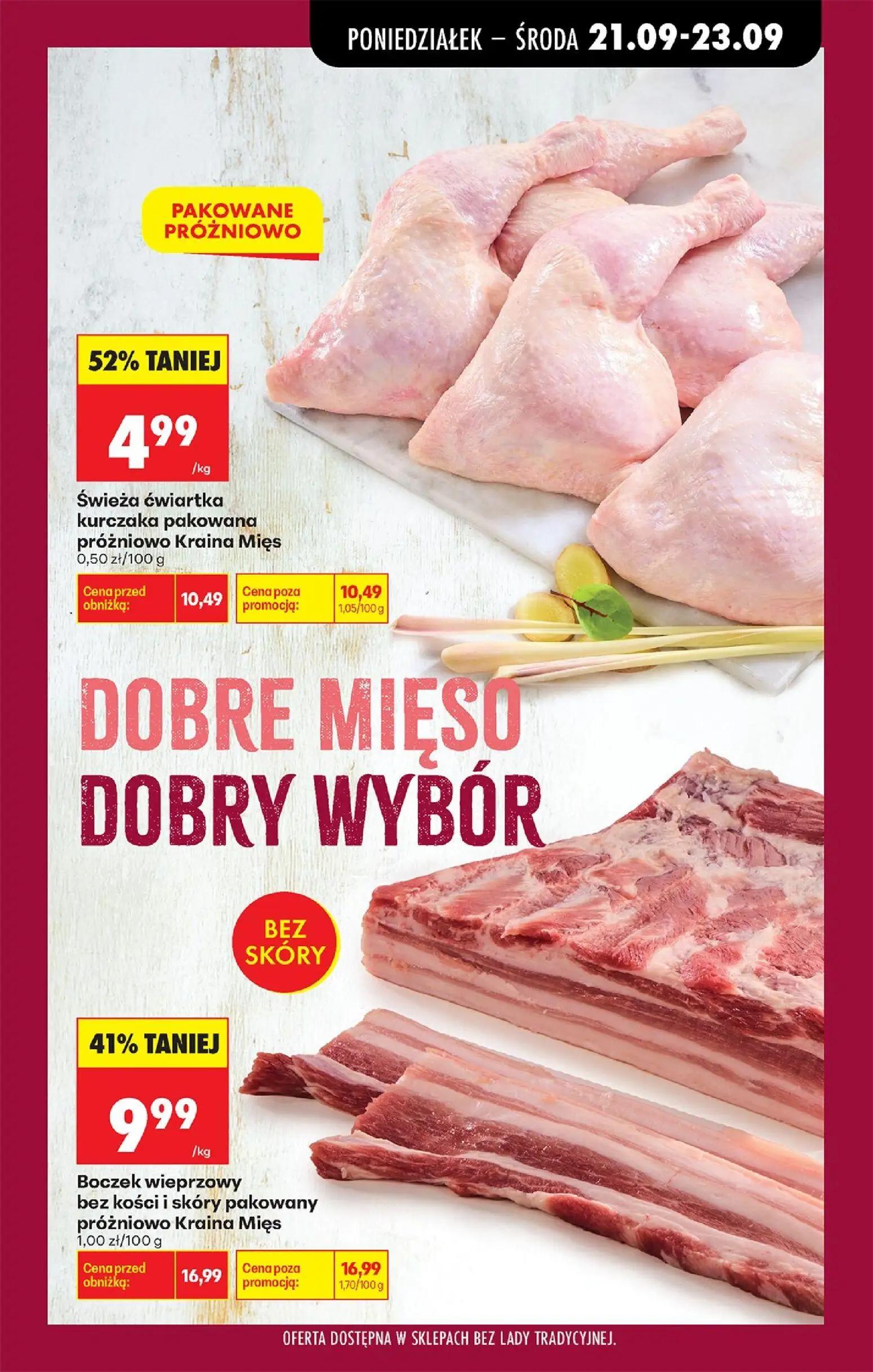 Biedronka gazetka, strona 41 z 101 — Boczek wieprzowy bez kości i skóry pakowany próżniowo Kraina Mięs, Świeża ćwiartka kurc…