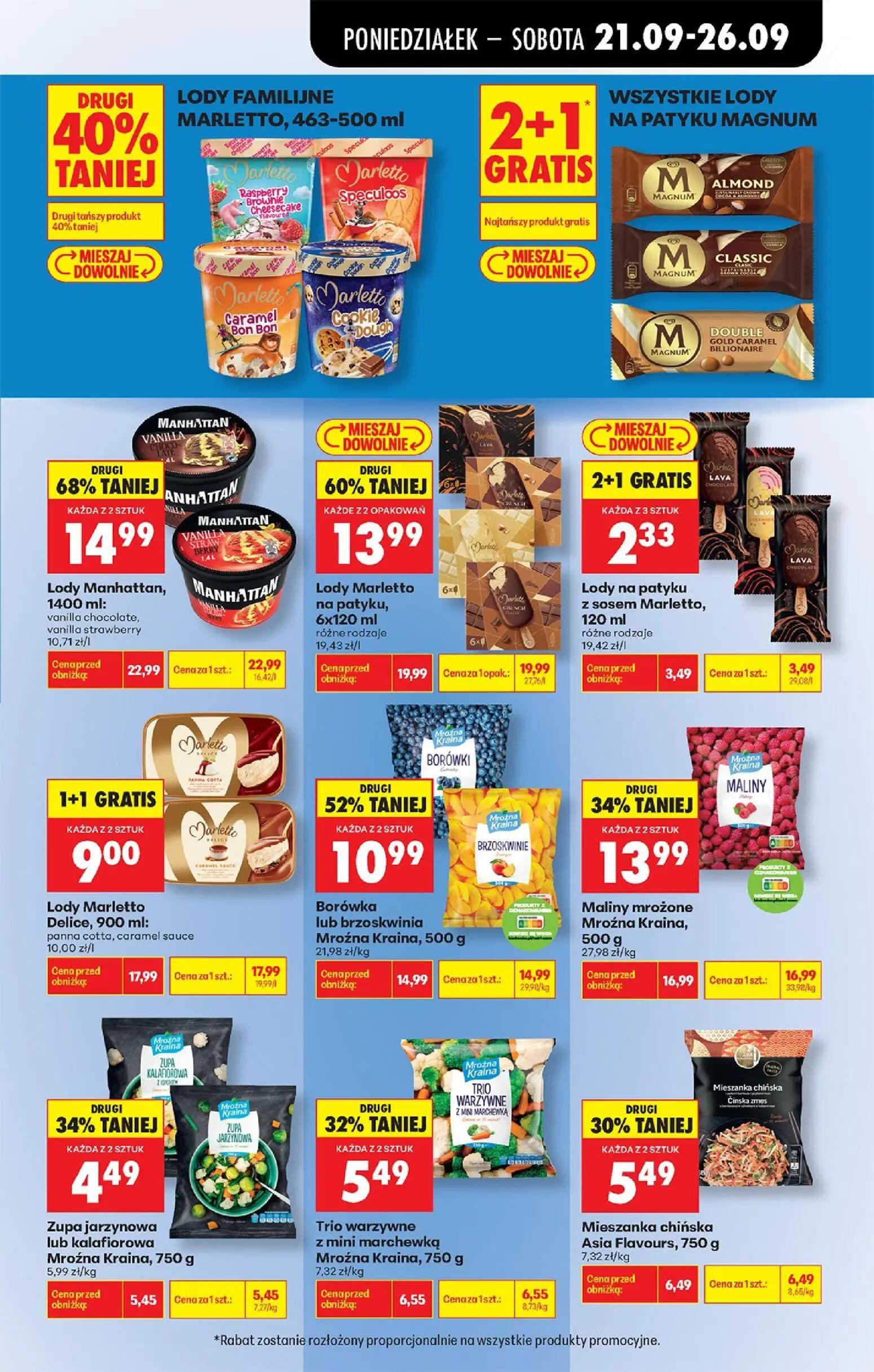 Biedronka gazetka, strona 59 z 101 — Lody Marletto Delice, Lody Manhattan, Lody Marletto na patyku